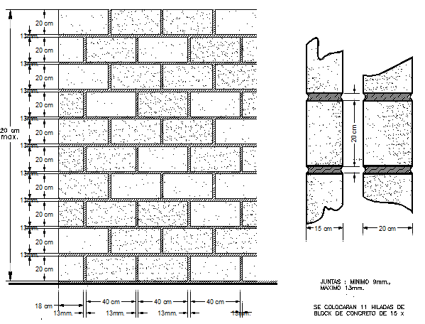 Brick wall construction details of school dwg file