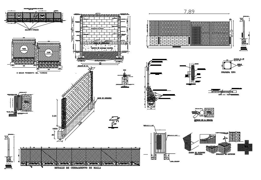 Bricks Wall Section View DWG File