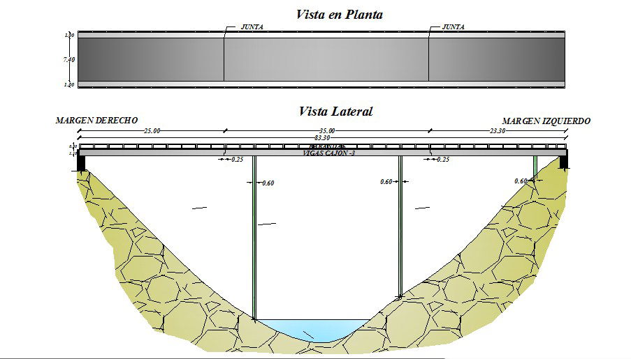 Bridge elevation and section cad drawing details dwg file