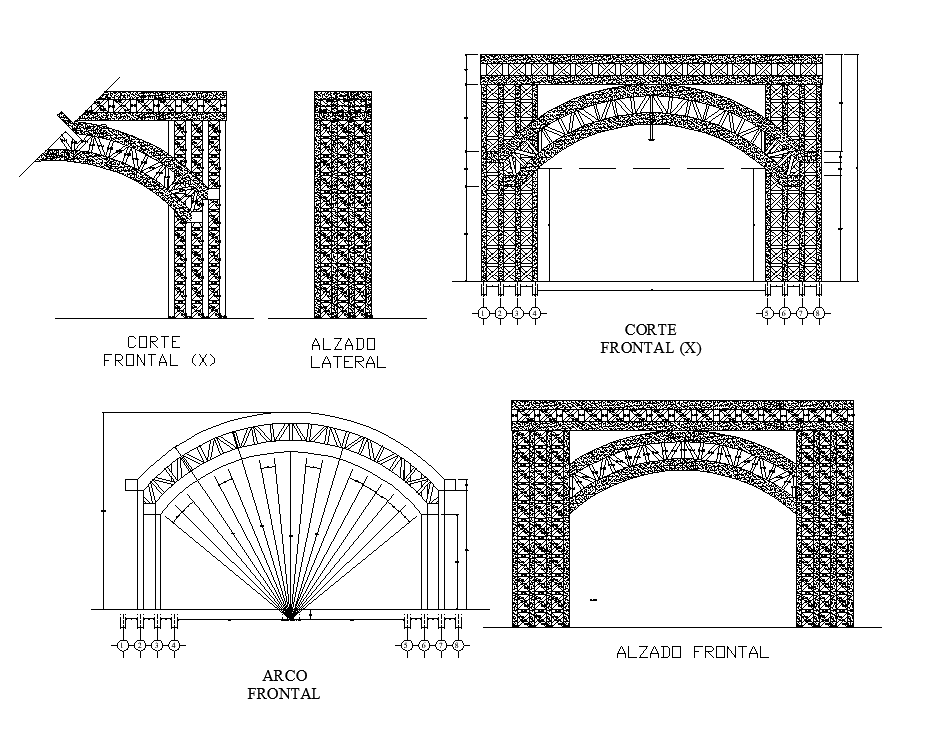 Bridge section and elevation CAD structure 2d view layout file