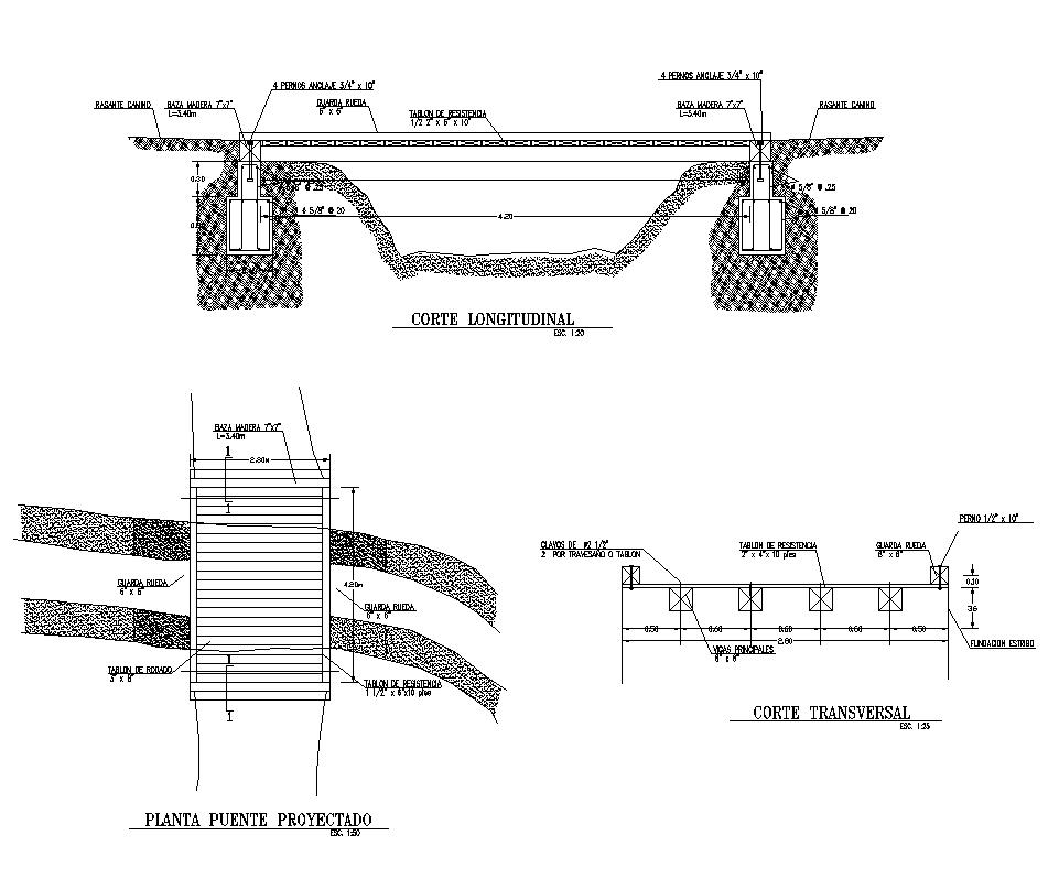 Bridge structure detail 2d view scetion and elevation layout file