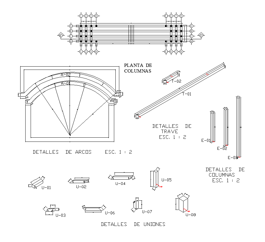 Bridge structure detail elevation 2d view layout dwg file