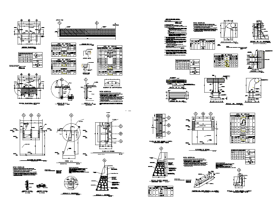 Bridge structure detail elevation and section layout autocad file