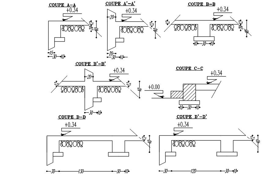 Bridge abutment wall plan 2D design DWG. download.