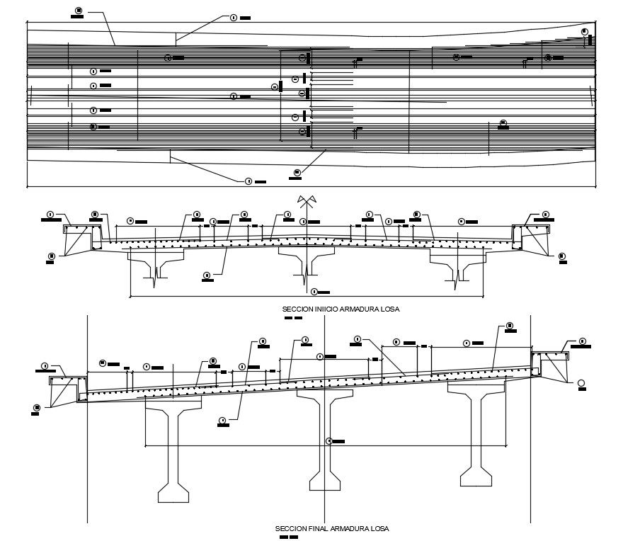 Bridge section details separated in this AutoCAD file. Download this 2d AutoCAD drawing file.
