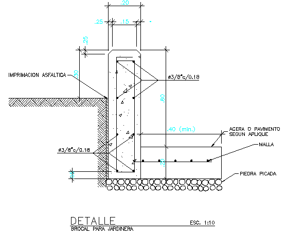 Brocal for gardening details dwg file