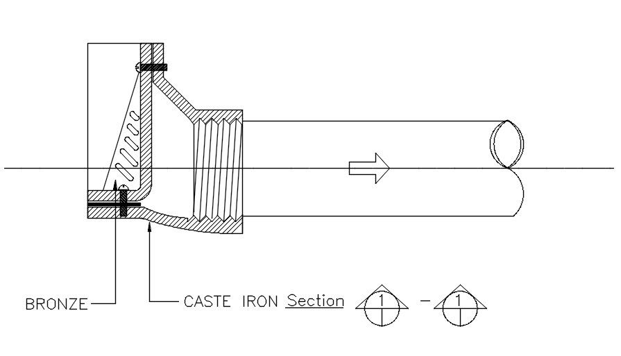 Bronze and cast iron sectional details AutoCAD 2D DWG drawing file is given. Download the AutoCAD DWG file.