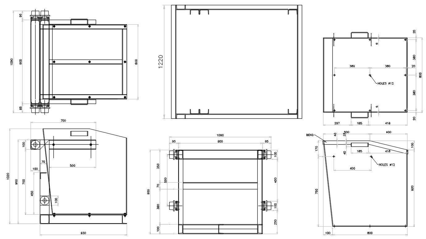 Bucket feeder design of incinerator machine in AutoCAD 2D drawing, CAD file, dwg file