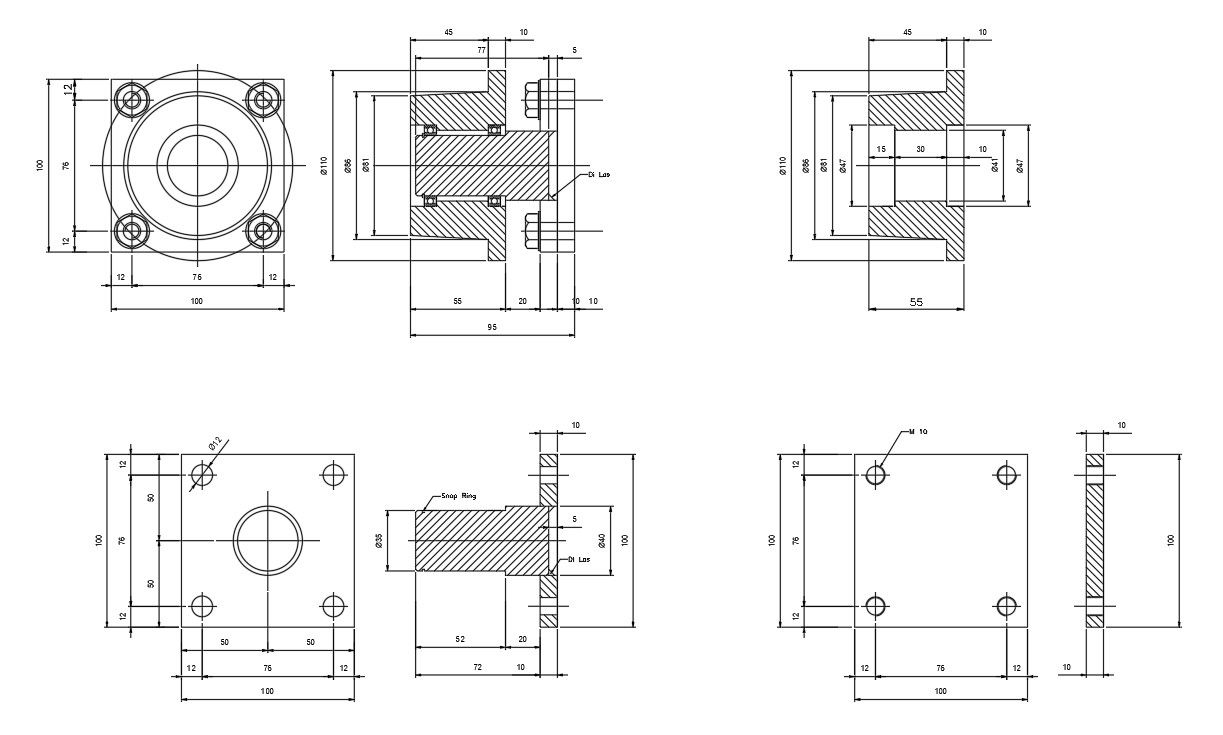 Bucket wheel details in AutoCAD 2D drawing, dwg file, CAD file