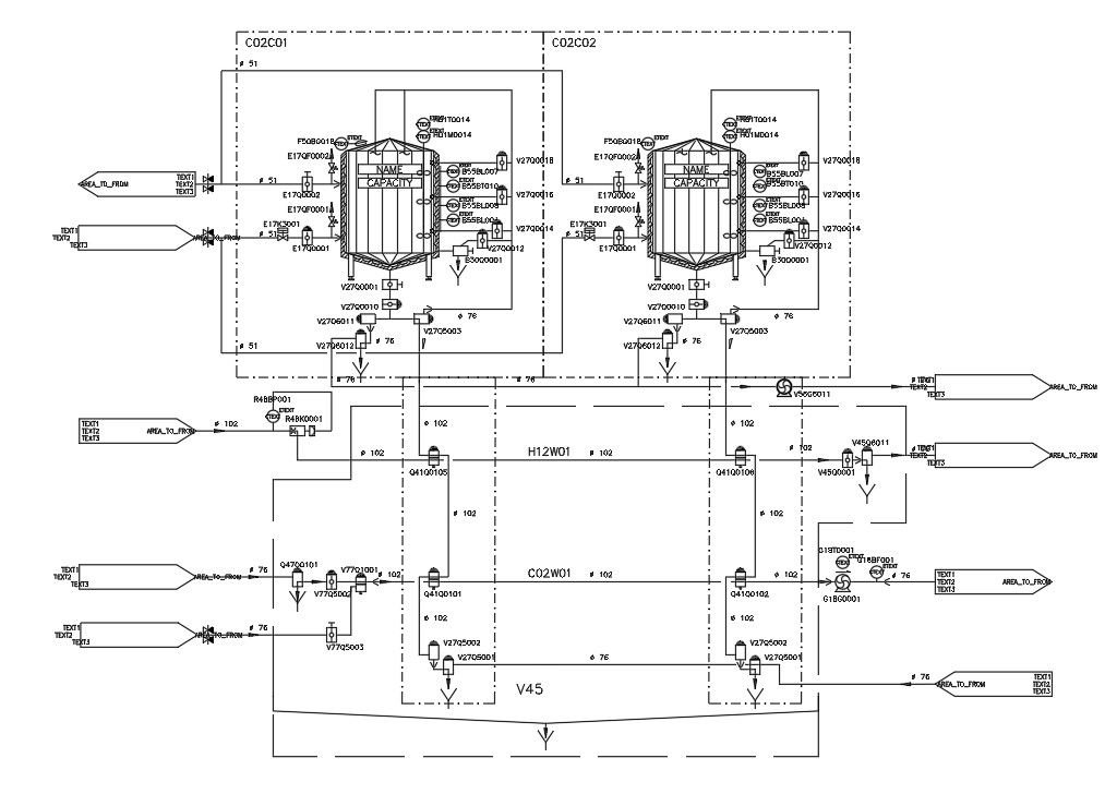 Buffer section design in AutoCAD 2D drawing, CAD file, dwg file