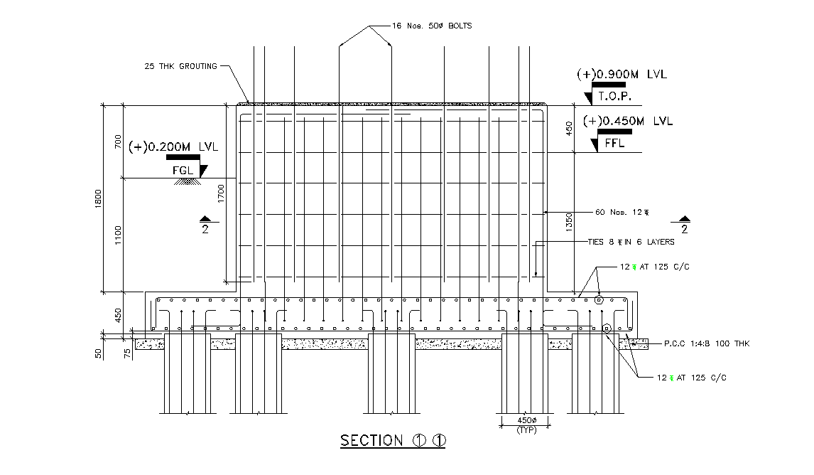 Buffer tank section details are given in this 2D Autocad DWG drawing file. Download the 2D Autocad DWG drawing file.