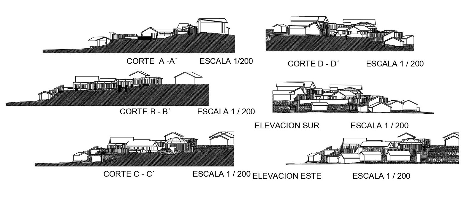 Building Architecture section and elevation CAD file