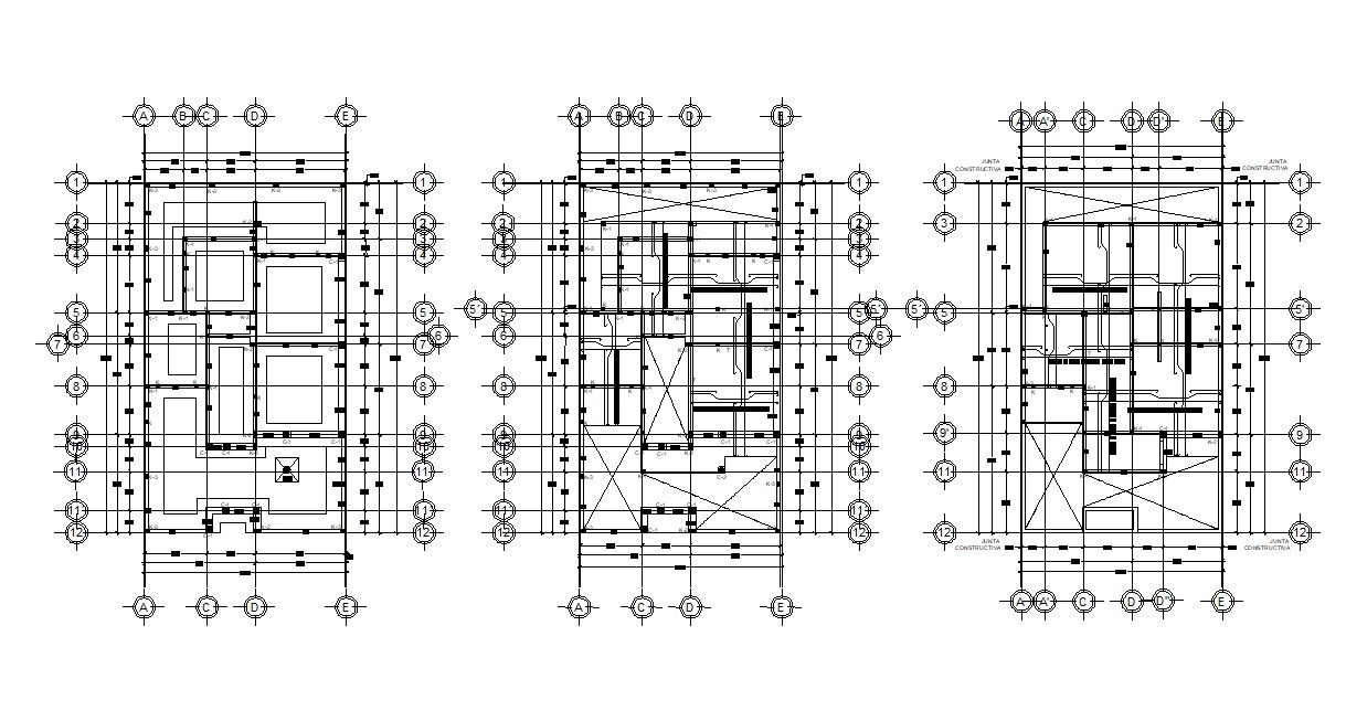 Building Column Construction Plan AutoCAD Drawing