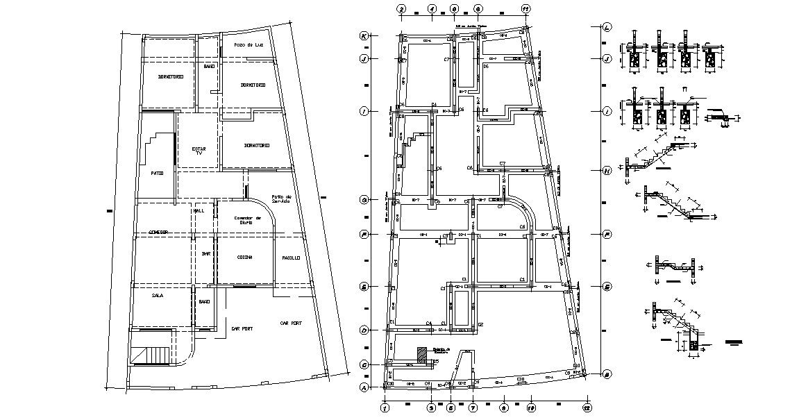 Building Column Footing Plan Design AutoCAD drawing