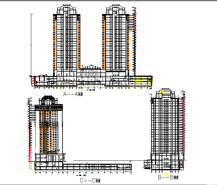 Building Elevation Design dwg file