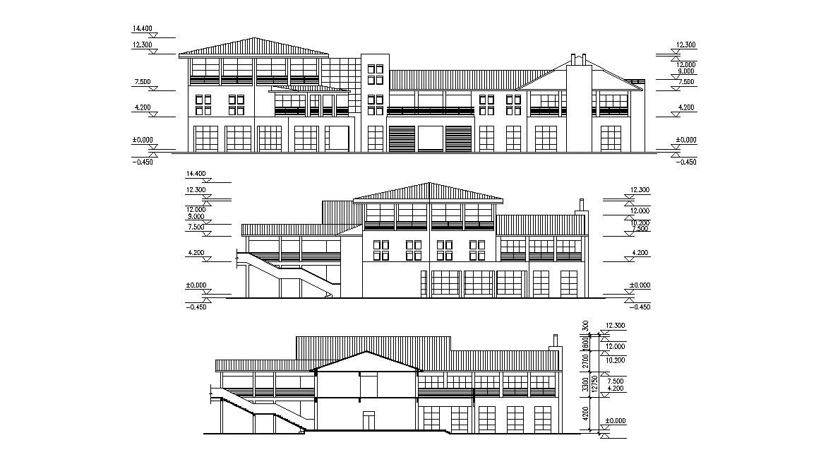 Building Elevation Layout Design AutoCAD Plan