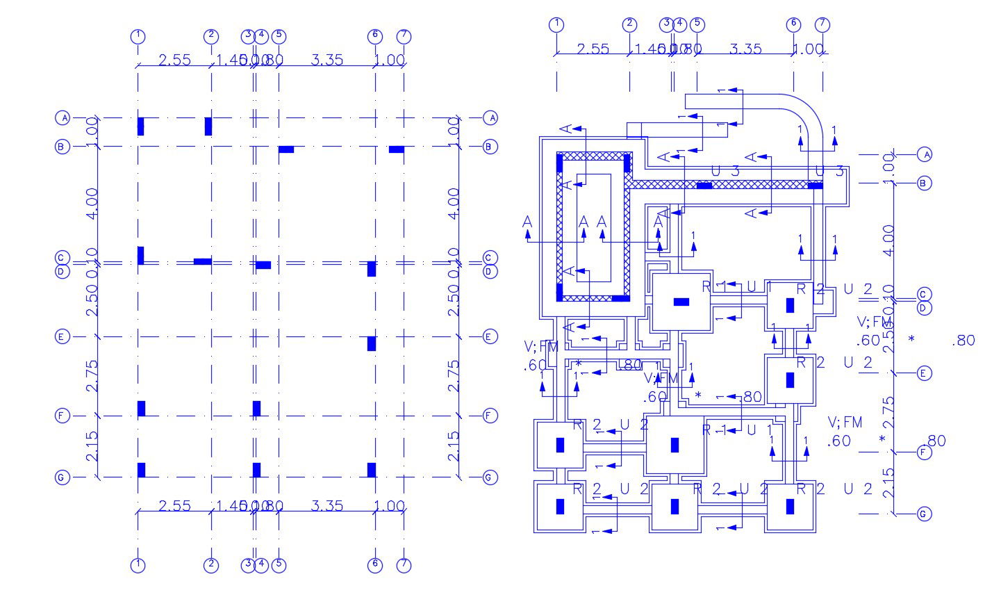 Building Foundation And Column Layout Plan DWG File