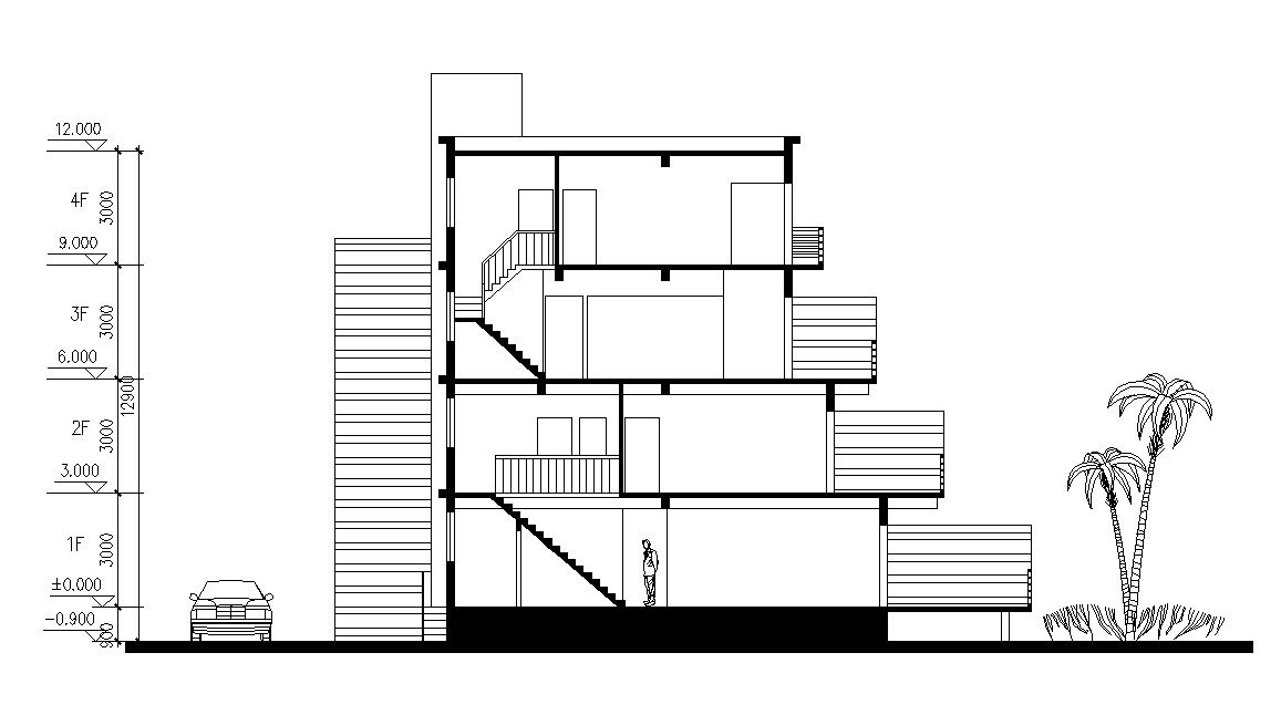Building Section Drawing AutoCAD File Free 