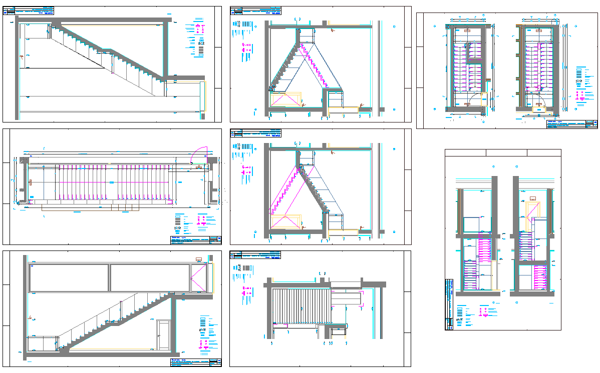 Building Staircase layout plan with Elevation Design