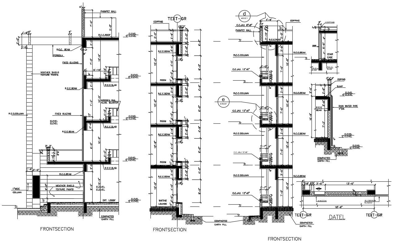 Building Wall Section Plan DWG File