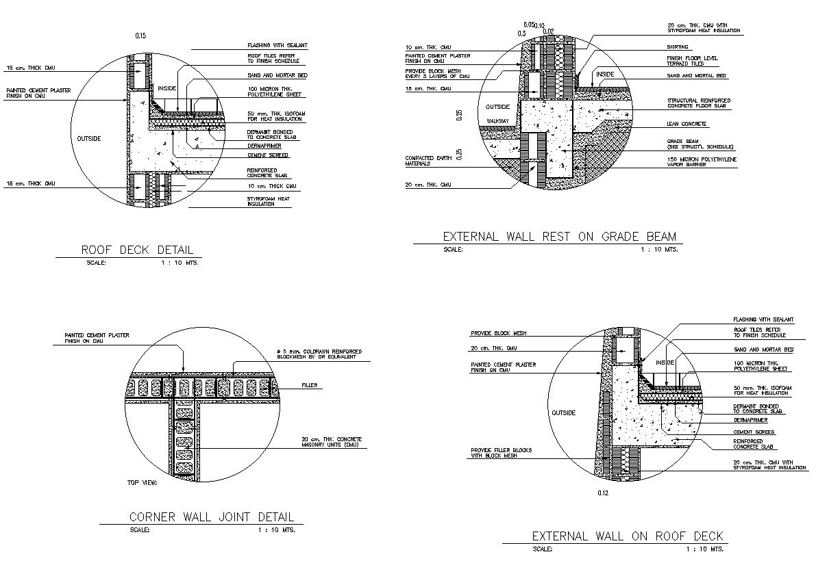 Building Wall Sections And Beam Design Architectural Drawing