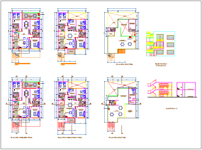 Building apartment flat plan detail view dwg file