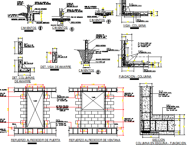 Building construction details with column and beam dwg file