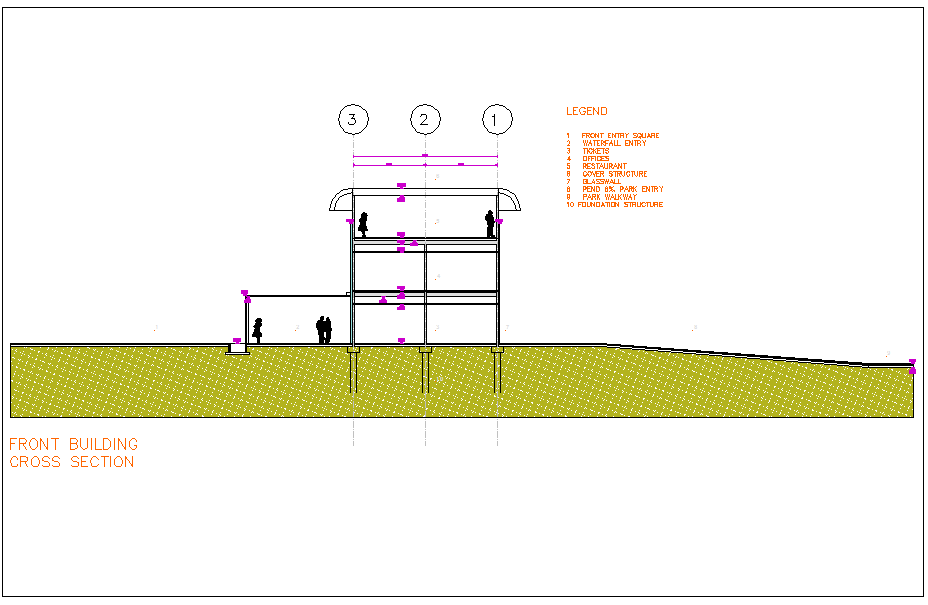 Building cross section view dwg file
