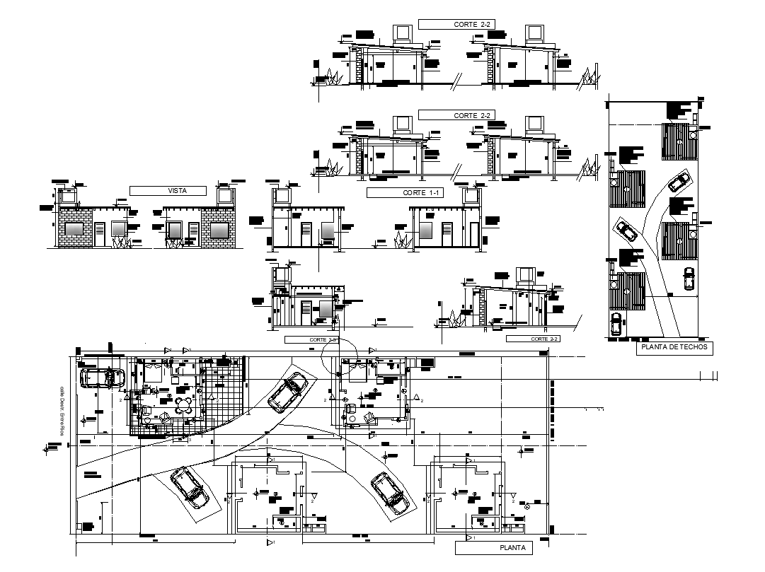 Building detail plan and section 2d view layout dwg file