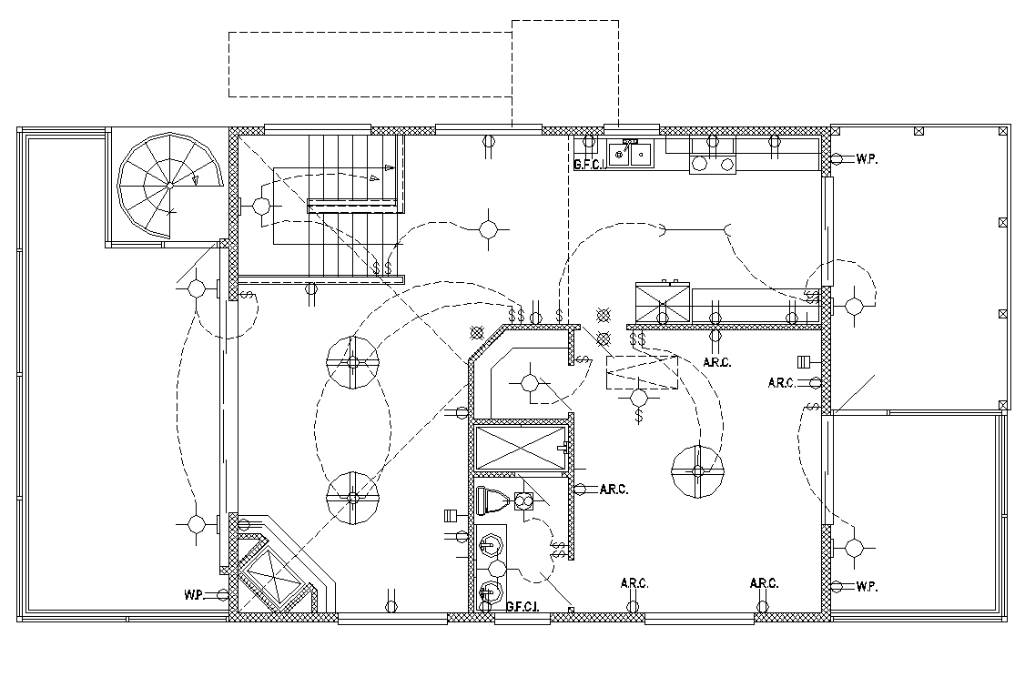 Building electrical wiring installation detail plan 2d view layout file