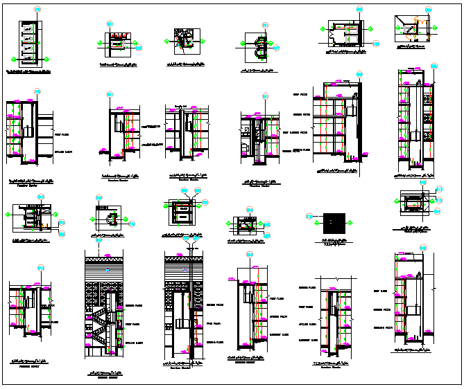 Building elevators information dwg file