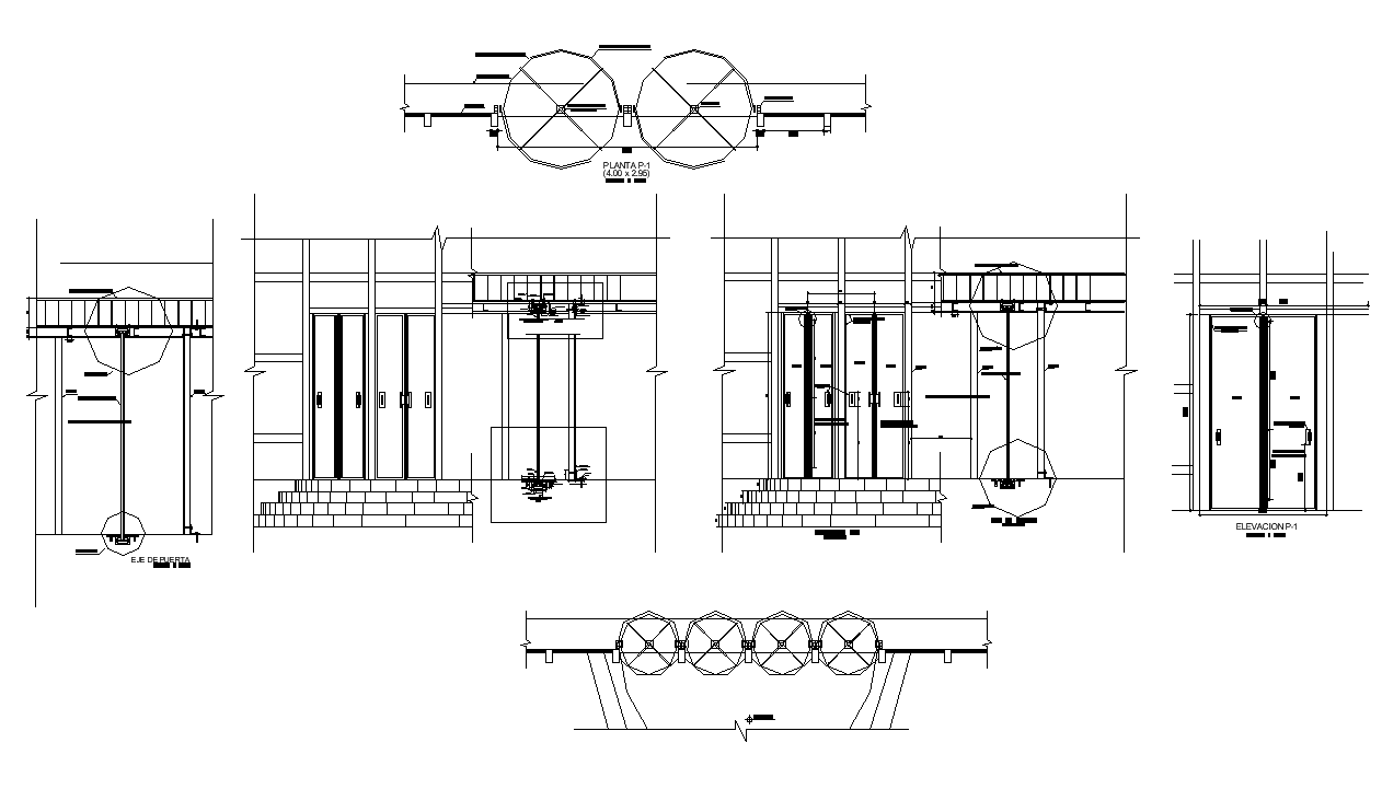 Building entrance structure detail section 2d view layout file