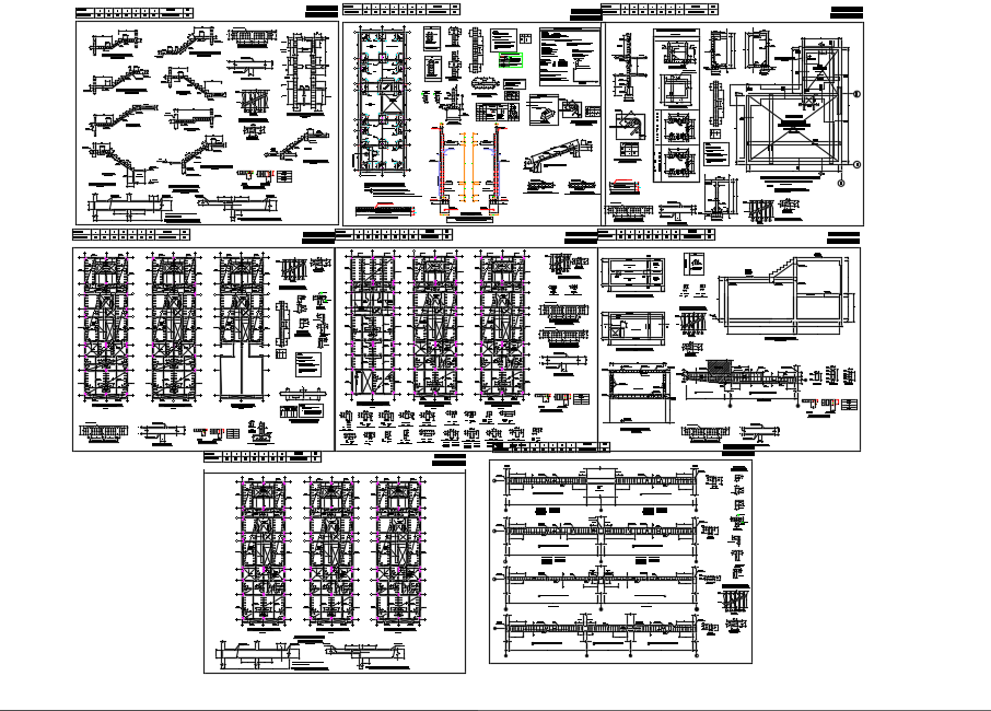 Building foundation 7floors dwg file