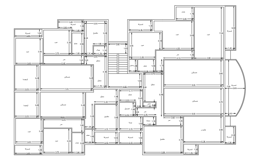 Building of commercial area plan with architecture view dwg file