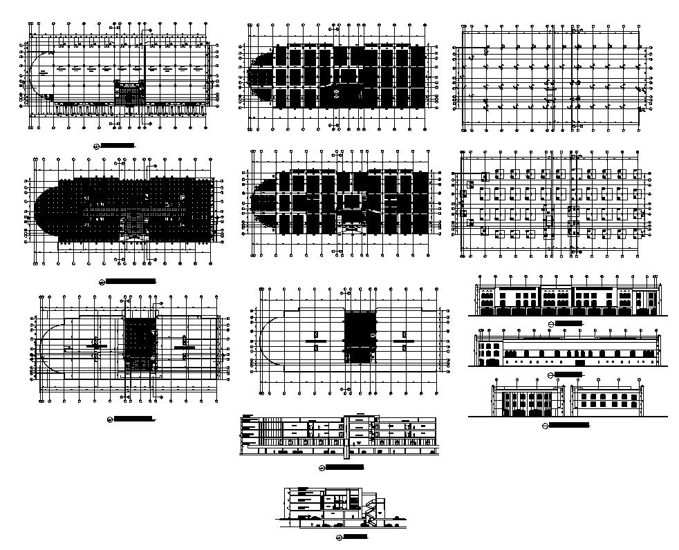 Building plan, elevation and sectional detail CAD structural block layout autocad file