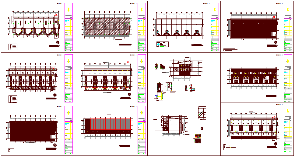 Building plan and elevation with construction detail dwg file