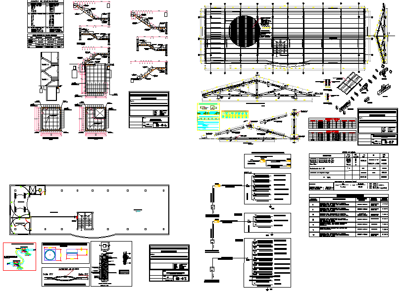 Building stricture and roof plan detailing view dwg file