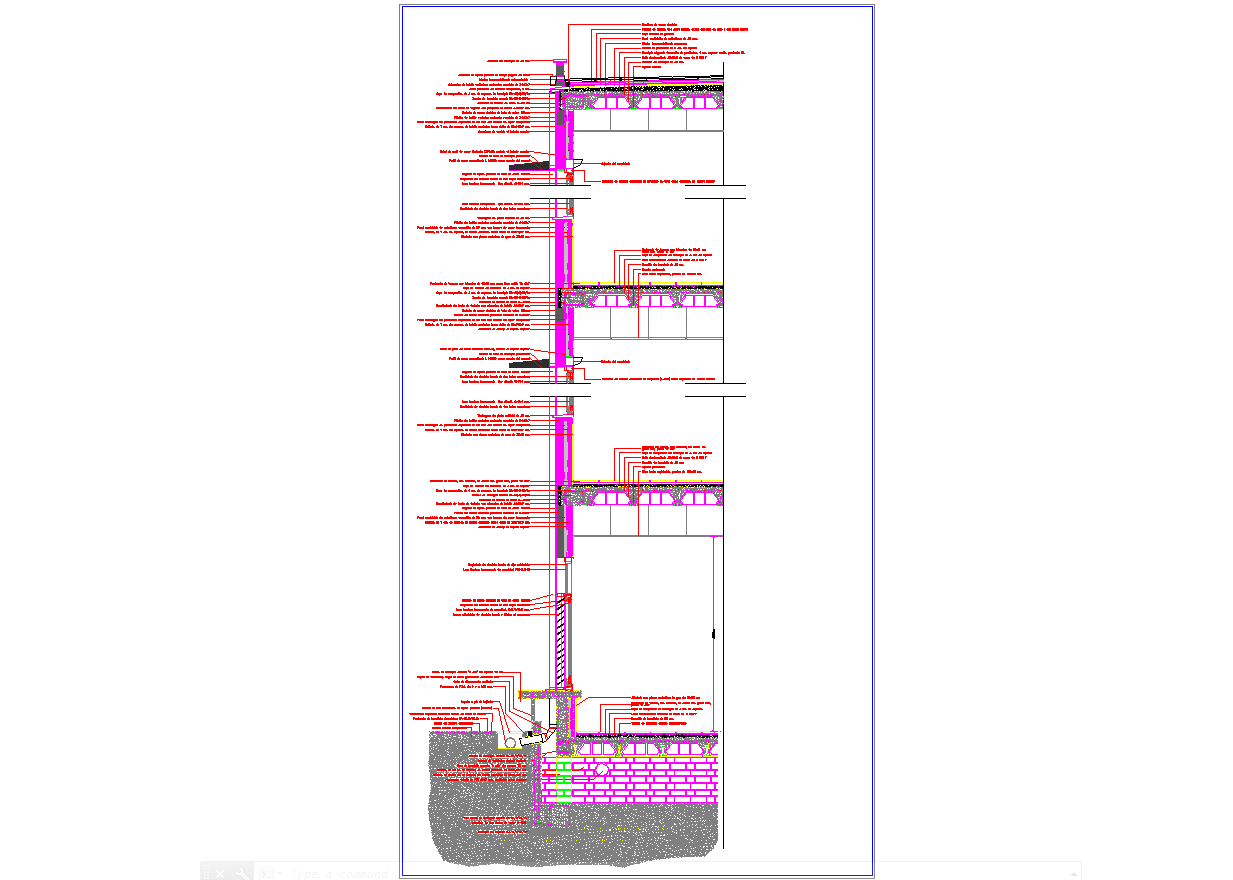 Building wall sections detail