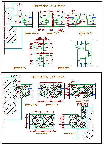 Building wooden windows installation architecture project dwg file