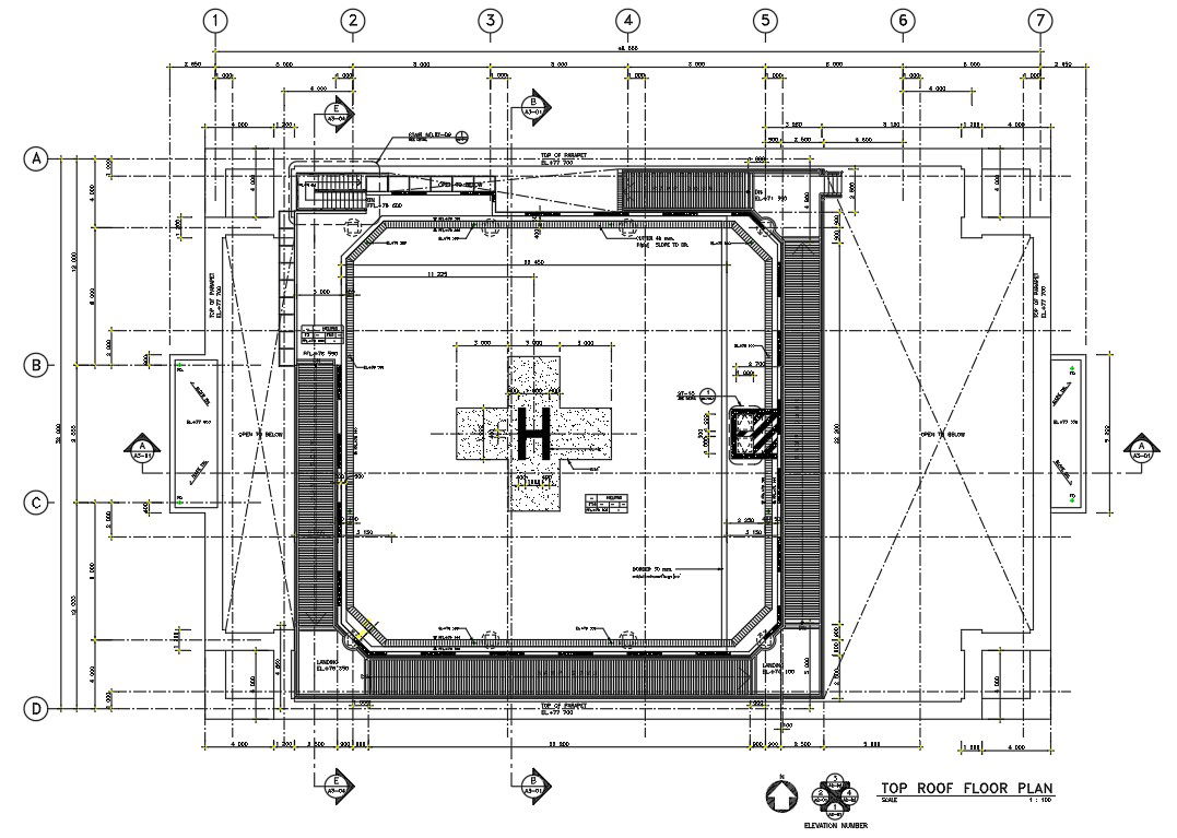 Building Blocks Roof Floor Plan Free Download DWG File