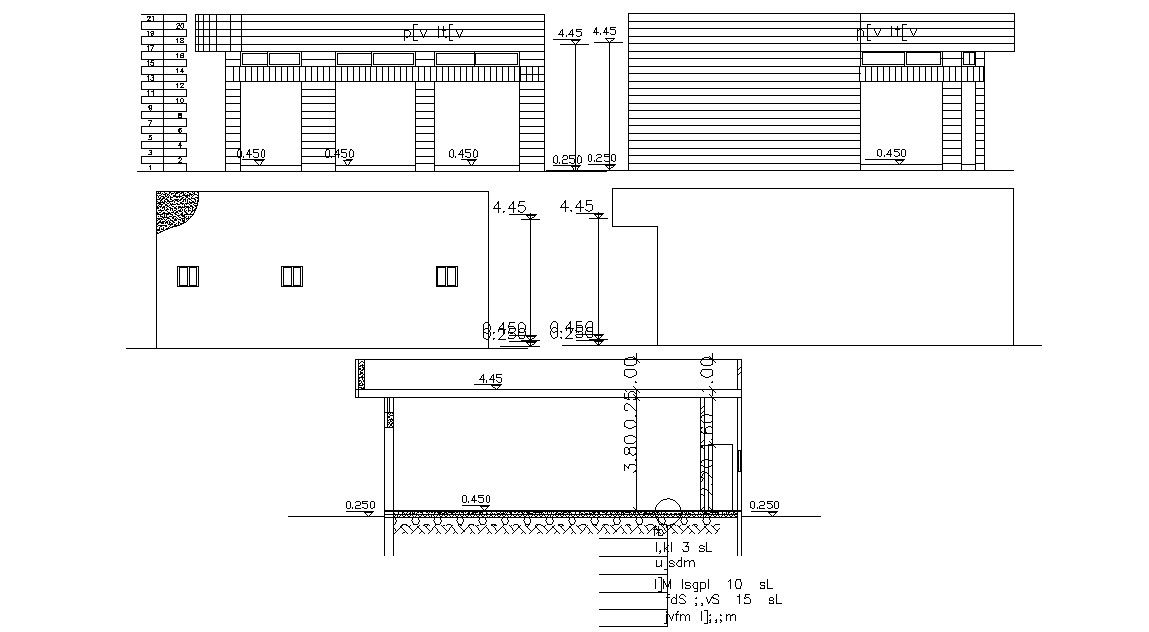Building Elevation and Sectional Design CAD File
