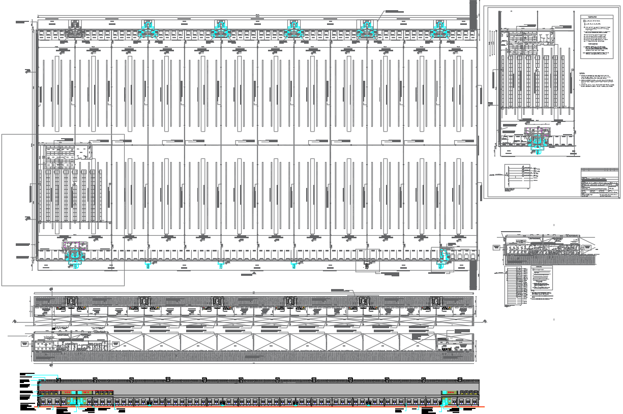 Building Floor Plan with Elevation & Section Views DWG File