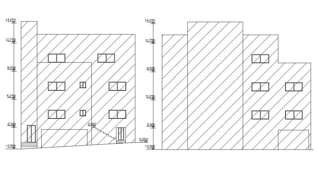 Building House Elevation Layout CAD File Download