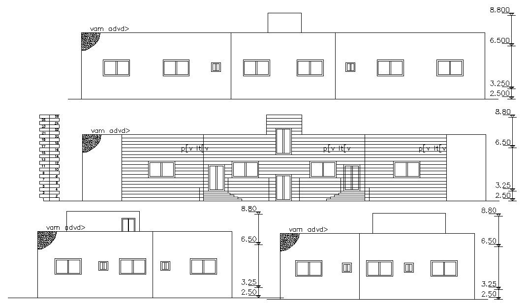 Building House Elevation Layout CAD File 
