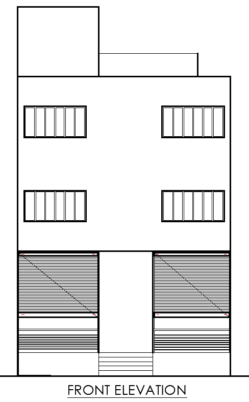 Building Shop Front Elevation Layout Design - AutoCAD DWG File 