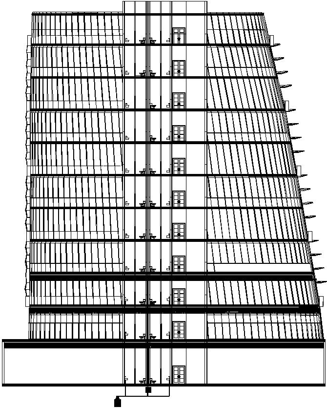 Building exterior elevation and sectional drawing in AutoCAD, dwg file.