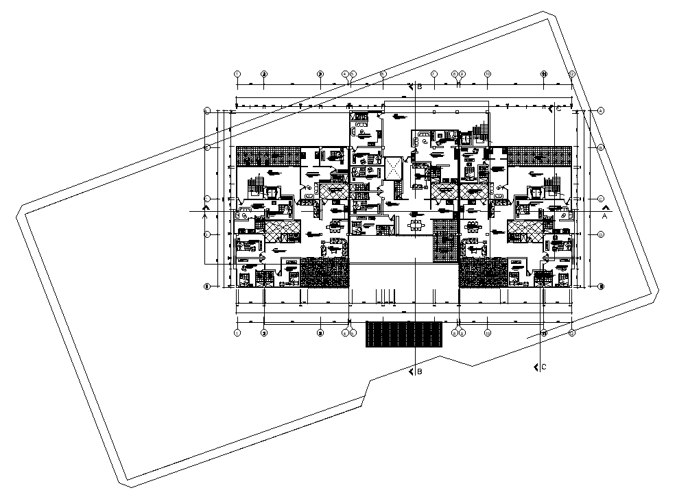 Building floor plan is given in this cad file. Download this auto 2d cad file now.