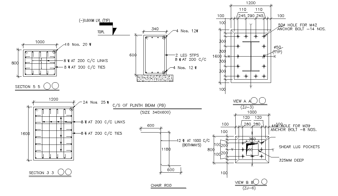 Building footing plan details are given in this AutoCAD 2D DWG drawing file. Download the 2D Autocad DWG drawing file.
