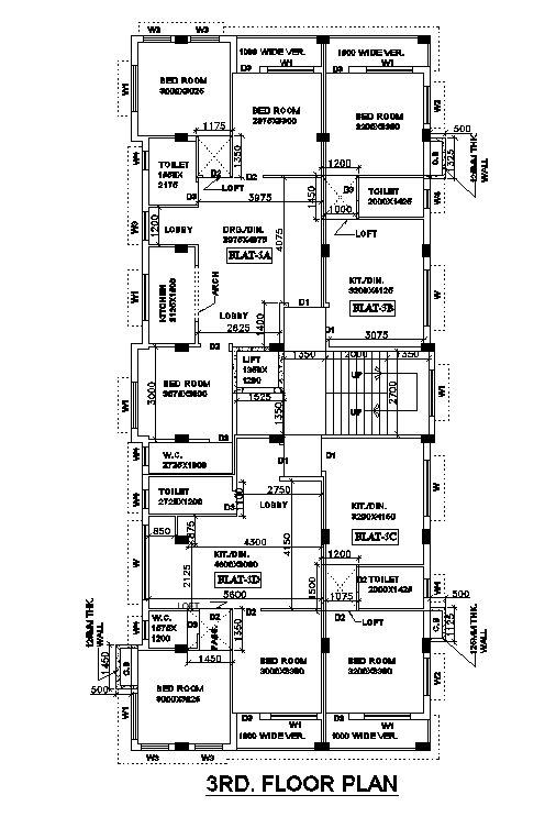 Building third floor detailed plan is given in this cad file. Download this cad file now.