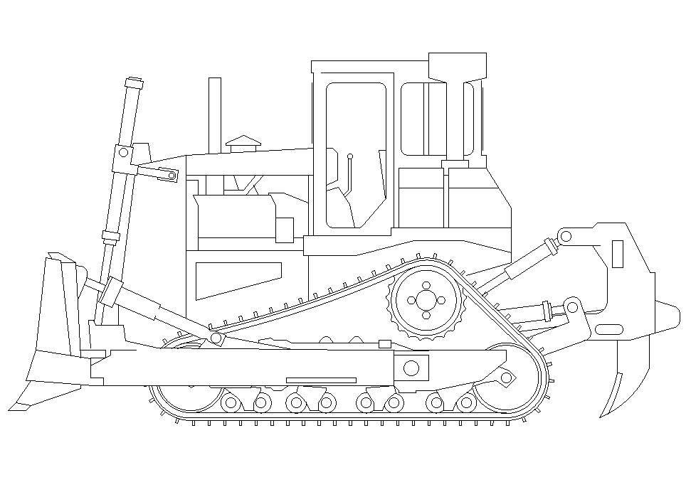 Bulldozer 2D design is given in this AutoCAD drawing file.Download now.